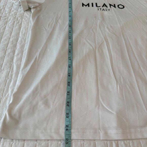 Milano Italy White Short Sleeve T-Shirt 100% Polyester Size M - Picture 4 of 5